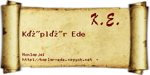 Káplár Ede névjegykártya
