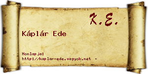 Káplár Ede névjegykártya